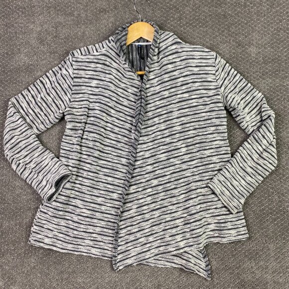 Kuhl Women's Cardigan Sweater Open Front Asymmetrical Gray Striped Marled Medium - Picture 3 of 12